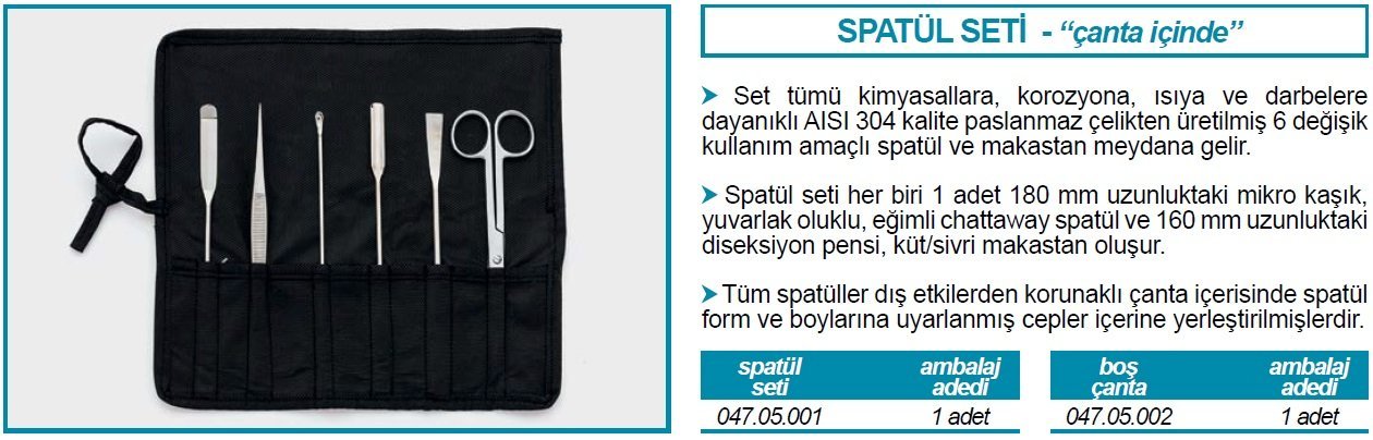 İSOLAB 047.05.001 spatül makas takımı